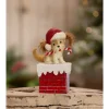 Bethany Lowe 5.75" Christmas Puppy On Box Vintage Christmas Decoration TL3368