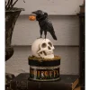 Bethany Lowe 9" Crow And Skull On Box Halloween Decoration TL3356