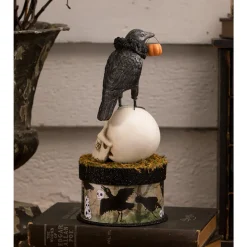Bethany Lowe 9" Crow And Skull On Box Halloween Decoration TL3356