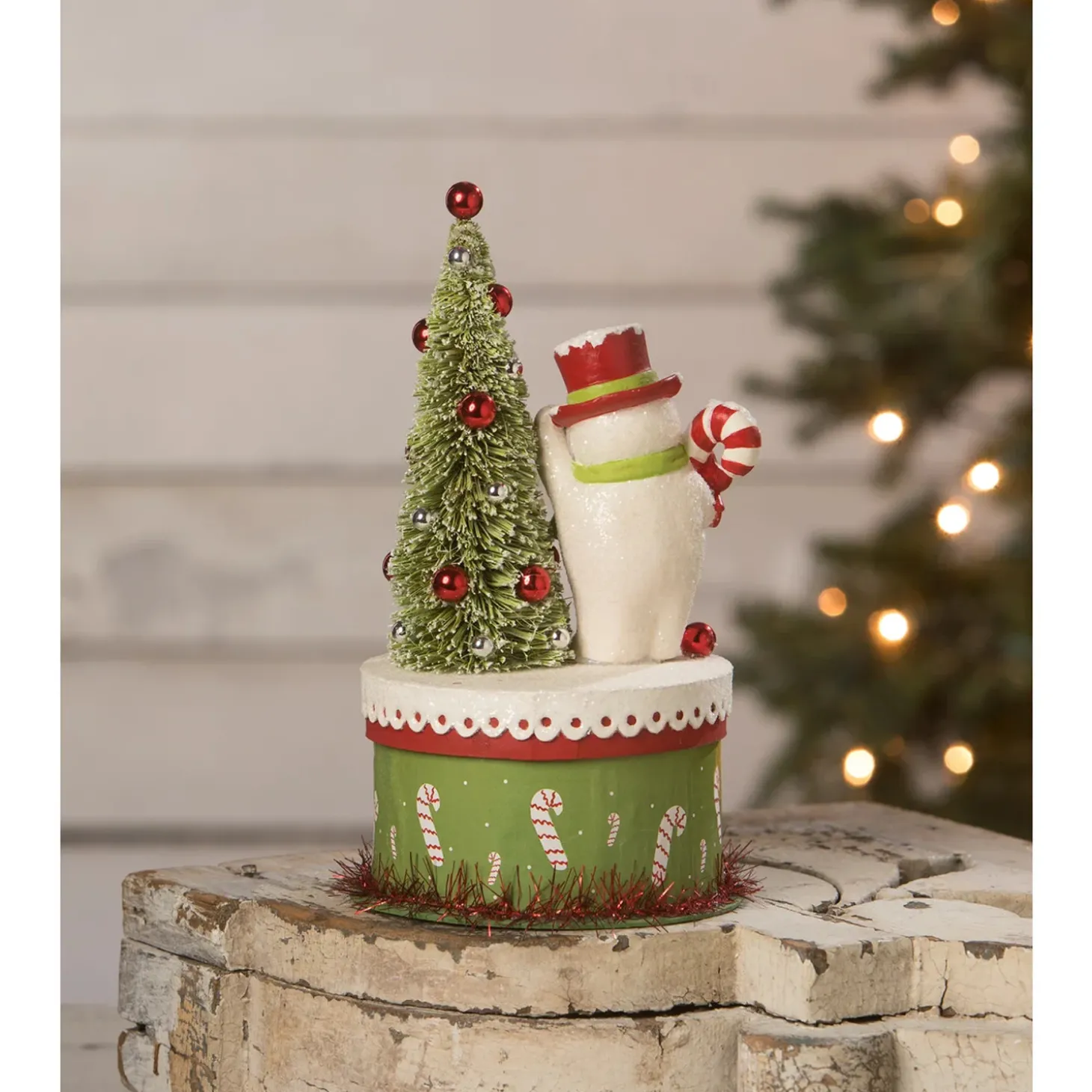 Bethany Lowe 9" Happy Snowman On Box Christmas Decoration TL2361