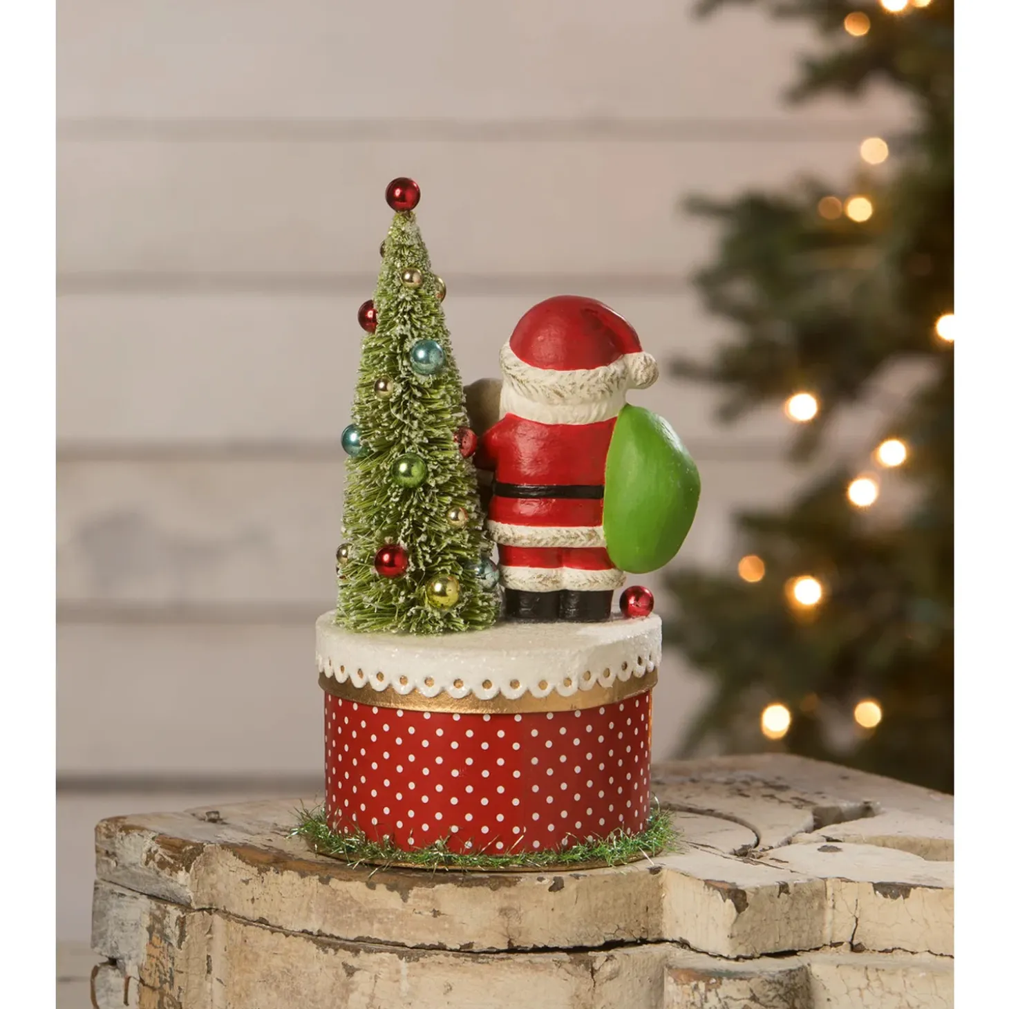 Bethany Lowe 9" Joy Santa On Box Christmas Decoration TL2360