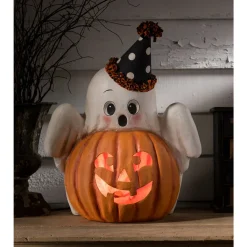 Bethany Lowe 18" Large Boo Ghost Jack-O-Lantern Vintage Inspired Halloween Figure TJ3304