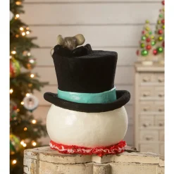 Bethany Lowe 14" Large Jolly Snowman Top Hat Surprise Christmas Decoration TD2140