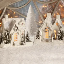 Bethany Lowe 9" Large Vintage Ivory Cottage Christmas House LG1775