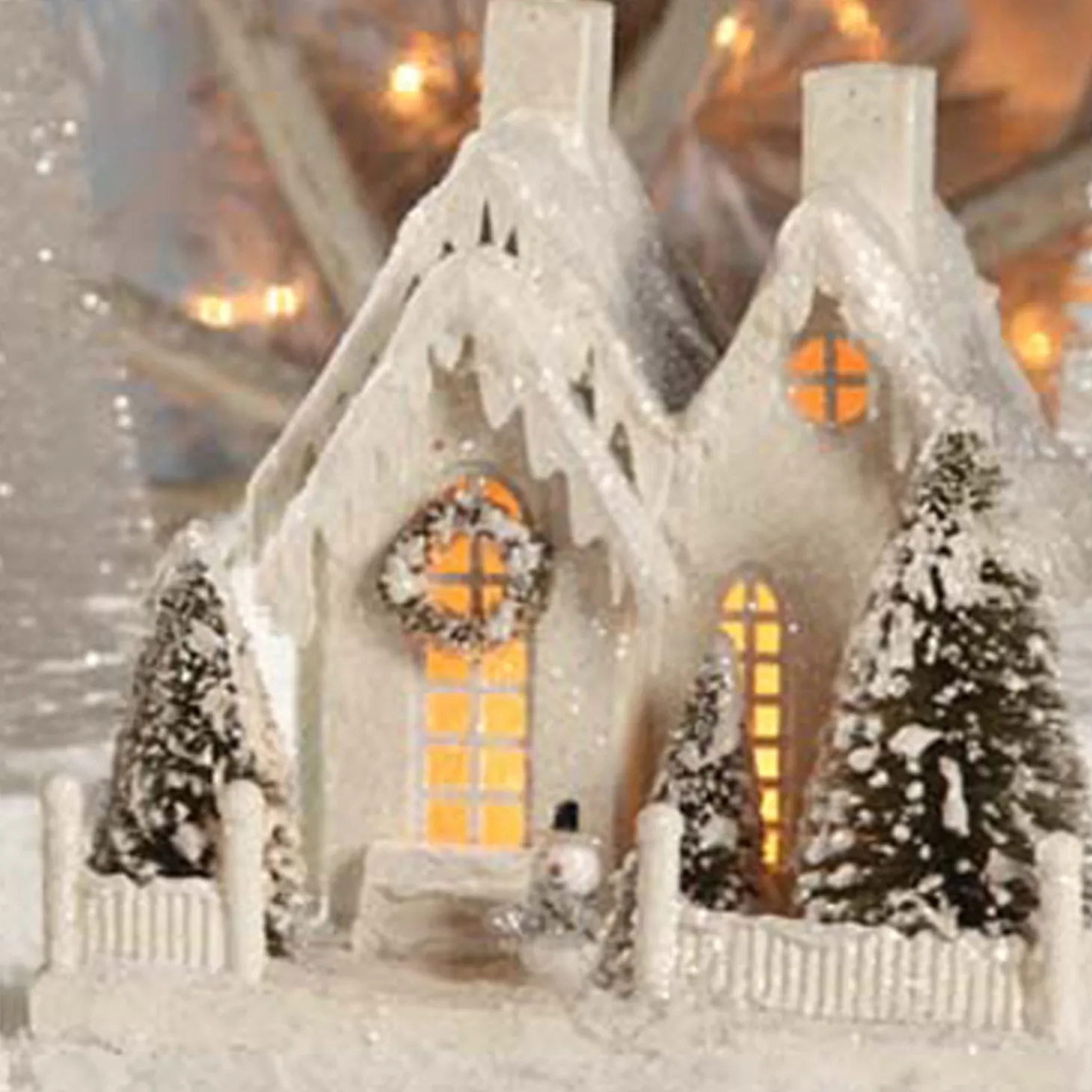 Bethany Lowe 9" Large Vintage Ivory Cottage Christmas House LG1775