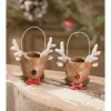 Bethany Lowe 3" Mini Reindeer Christmas Bucket Figure Or Ornament ML0425