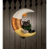 Bethany Lowe 15.75" Party Kitty In Candy Corn Moon Hanging Halloween Decoration TD1193