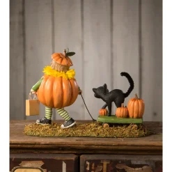Bethany Lowe 7.5" Pumpkin Paige With Wagon Halloween Figure TD3152