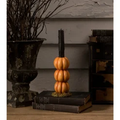 Bethany Lowe 6.25" Pumpkin Stack Halloween Candlestick Holder TD3132