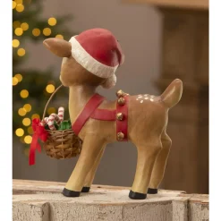 Bethany Lowe 10.75" Reindeer Carrying Basket Vintage Christmas Figure TJ3319