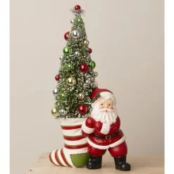 Bethany Lowe 11.75" Retro Santa Pulling Stocking Vintage Christmas Figure TL3367