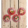 Bethany Lowe 3.5" Set Of 4 Kitschmas Rosette Vintage Christmas Ornaments TL3366