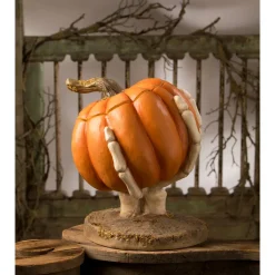 Bethany Lowe 12.25" Ut-Oh Gotcha Pumpkin With Skeleton Hand Halloween Decoration TD3143