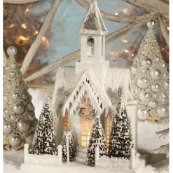 Bethany Lowe Large Ivory Church Christmas Decoration LG1776