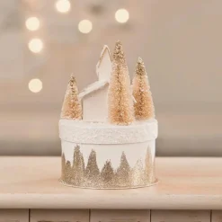 Bethany Lowe Metallic Church On Box Christmas Decoration TL1347