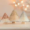 Bethany Lowe Set Of 3 Metallic Mini Bottle Brush Trees Christmas Decoration LC1542
