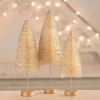 Bethany Lowe Set Of 3 Opal Gold Glow Bottle Brush Trees Christmas Decoration LC1616
