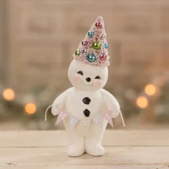 Bethany Lowe Set Of 2 Pastel Snowmen Christmas Figures