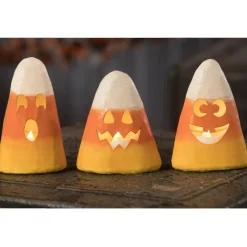 Bethany Lowe Silly, Surprised, And Scary Candy Corn Luminary Halloween Decoration