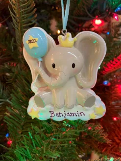 Boy Baby Elephant Personalized Christmas Ornament OR2361-M