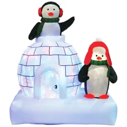 Brite Star 5' LED Lighted Penguin Family On Igloo Inflatable Outdoor Decoration 49-029-00