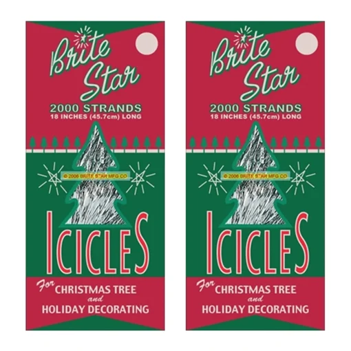 Brite Star Set Of 2 18" 2000 Strand Silver Icicle Christmas Tree Tinsel