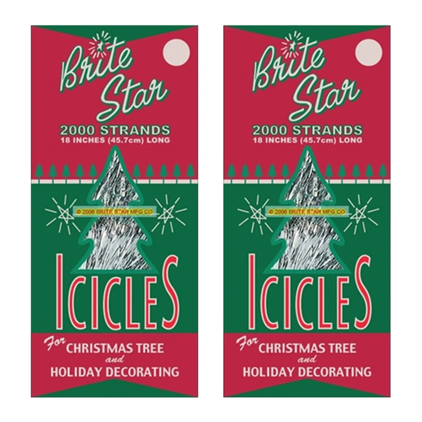 Brite Star Set Of 2 18" 2000 Strand Silver Icicle Christmas Tree Tinsel