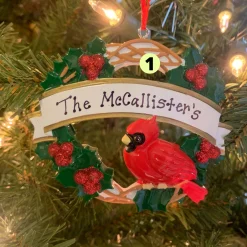 Cardinal With Wreath Personalized Christmas Ornament OR1905