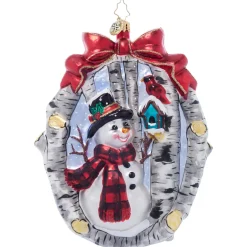 Christopher Radko A Snowy Feathered Friend Glass Christmas Ornament 1022065