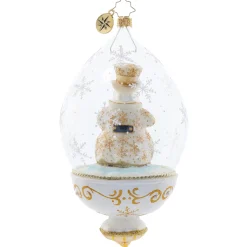 Christopher Radko Golden Snowman Globe Glass Christmas Ornament 1021814