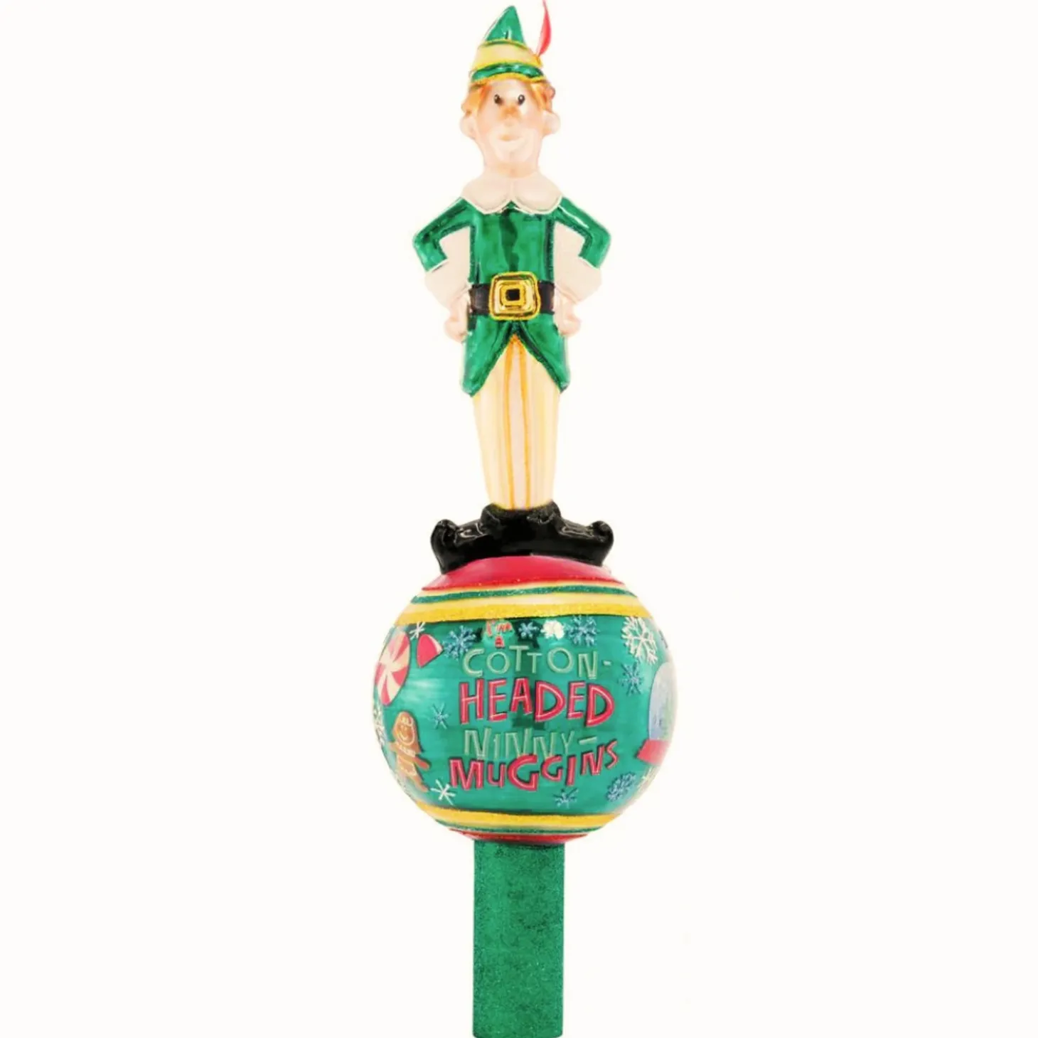 Christopher Radko Merry Muggins Buddy The Elf Glass Christmas Tree Topper 1021686