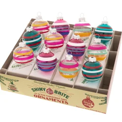 Christopher Radko Shiny Brite Vivid Vintage 1.75" Decorated Rounds Christmas Ornaments 4028183
