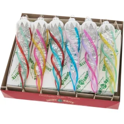 Christopher Radko Shiny Brite Vivid Vintage 6" Glass Icicle Ornaments 4028189