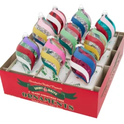 Christopher Radko Shiny Brite Vivid Vintage 2.5" Decorated Tulip Christmas Ornaments 4028249