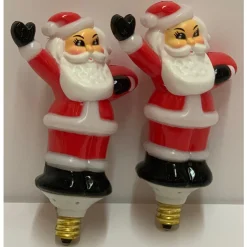 Christopher Radko Shiny Brite Holiday Splendor Santa Bubble Light Candolier Pair Of REPLACEMENT SANTAS