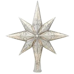 Christopher Radko Silver Stellar Glass Christmas Tree Topper 1017493