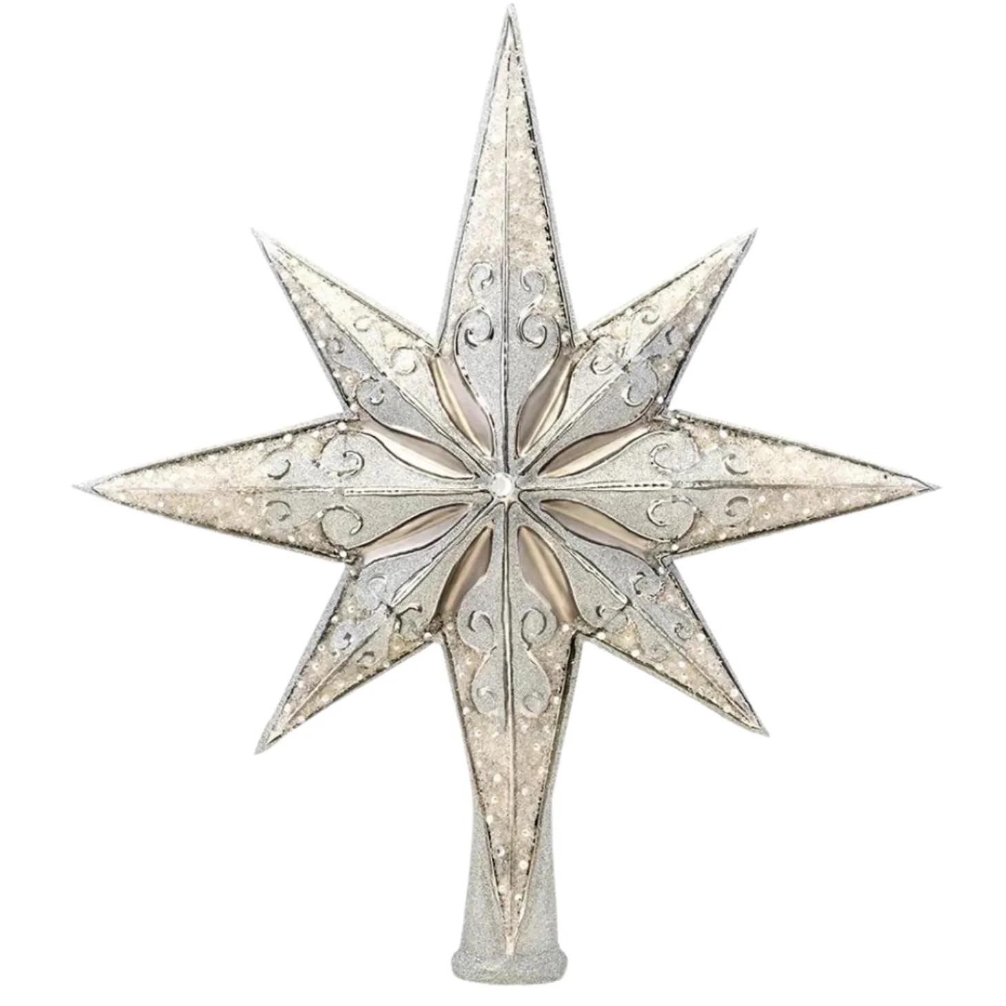 Christopher Radko Silver Stellar Glass Christmas Tree Topper 1017493