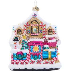 Christopher Radko Sweet Tooth Gingerbread Station And Train Glass Christmas Ornament 1022108