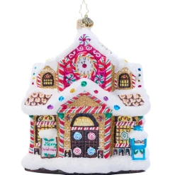 Christopher Radko Sweet Tooth Gingerbread Station And Train Glass Christmas Ornament 1022108