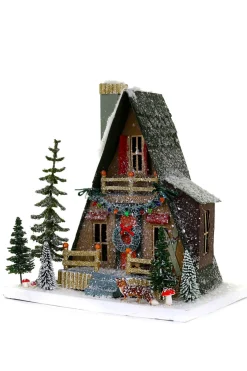 Cody Foster 12" A Frame Cabin Vintage Inspired Putz Christmas House HOU-343