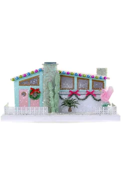 Cody Foster 11.5" Blue Palm Springs House Vintage Inspired Putz Christmas House HOU-397