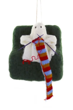 Cody Foster 4.25" Knitting Ghost Halloween Ornament WO-2950