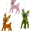 Cody Foster 5" Set Of 3 Cheerful Deer Vintage Inspired Christmas Ornament RO-3324