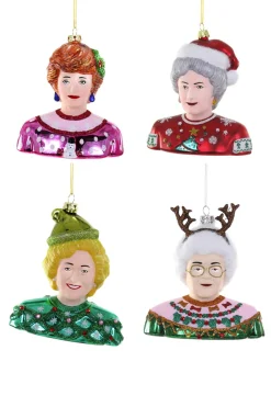 Cody Foster 4.5" Set Of 4 May Your Christmas Be Golden Girls Glass Christmas Ornaments GL-451