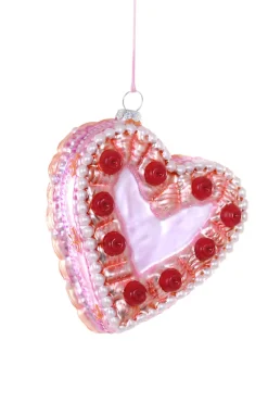 Cody Foster 4.5" Vintage Heart Shaped Cake Glass Christmas Ornament GL-518