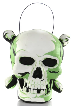 Cody Foster 10" Vintage Inspired Skull With Cross Bones Halloween Candy Bucket PM-265