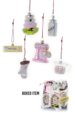 Cody Foster Set Of 6 Vintage Kitchen Items Glass Christmas Ornaments GO-6929