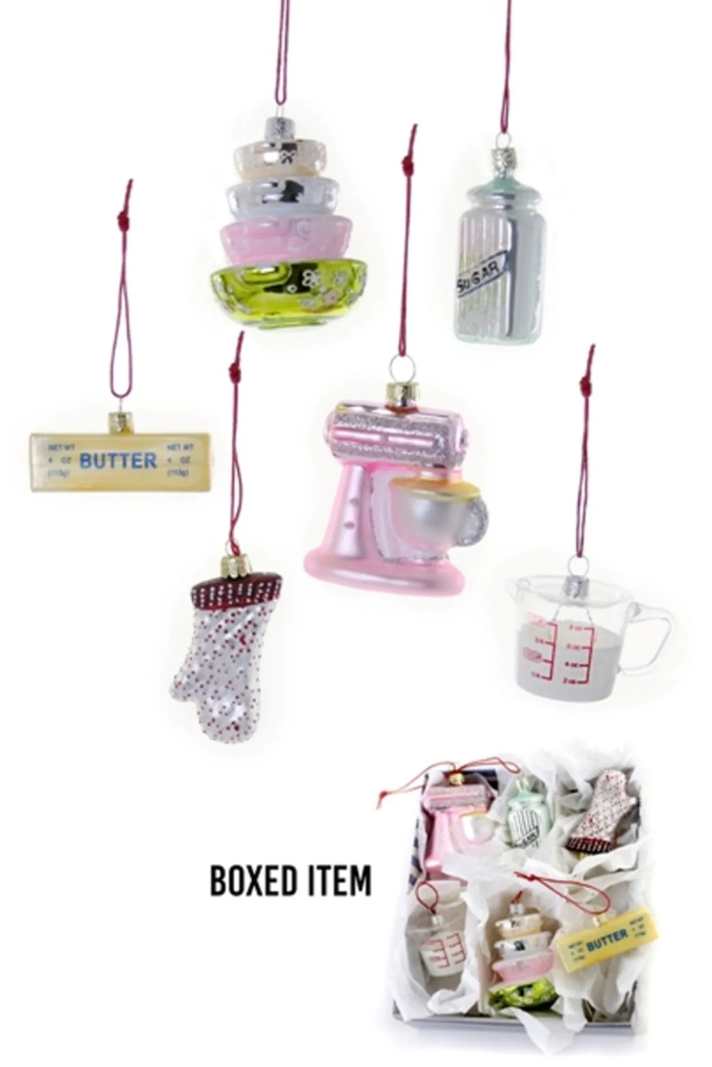 Cody Foster Set Of 6 Vintage Kitchen Items Glass Christmas Ornaments GO-6929