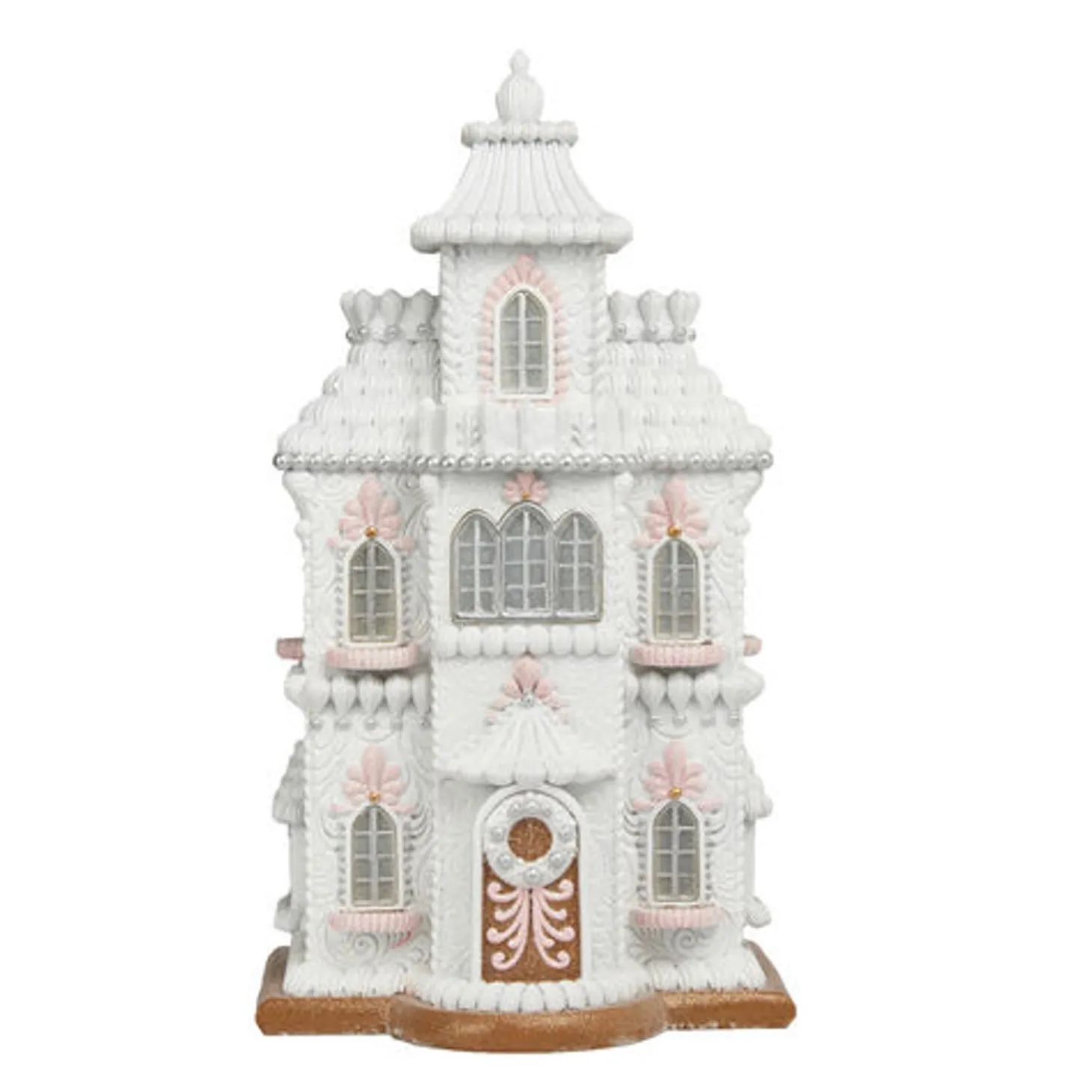 December Diamonds 24" LED Lighted White Gingerbread House Christmas Decoration 29-29623