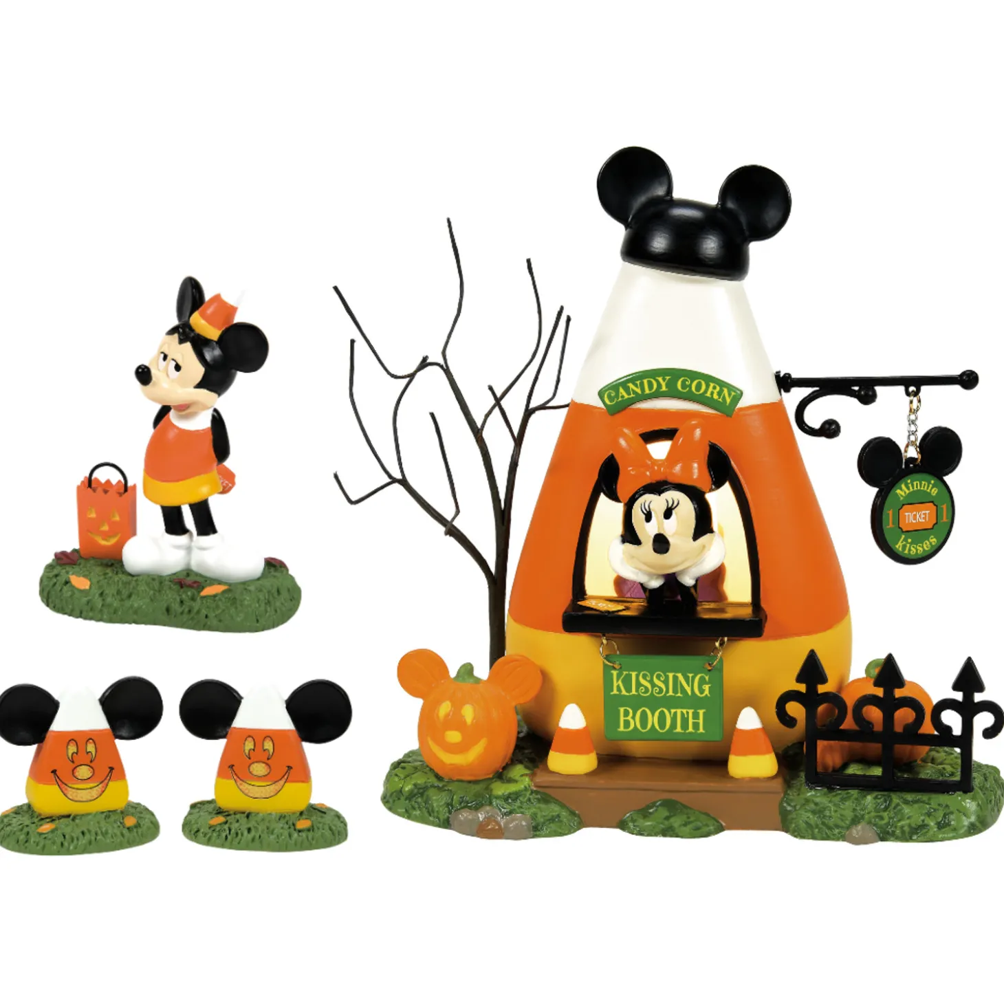 Department 56 Mickey's Pumpkintown Minnie's Kissing Booth 2024 Set